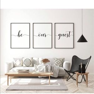 Canvas Painting 3 Pieces “Be Our Guest” Sign Wall Art Posters Prints Gifts